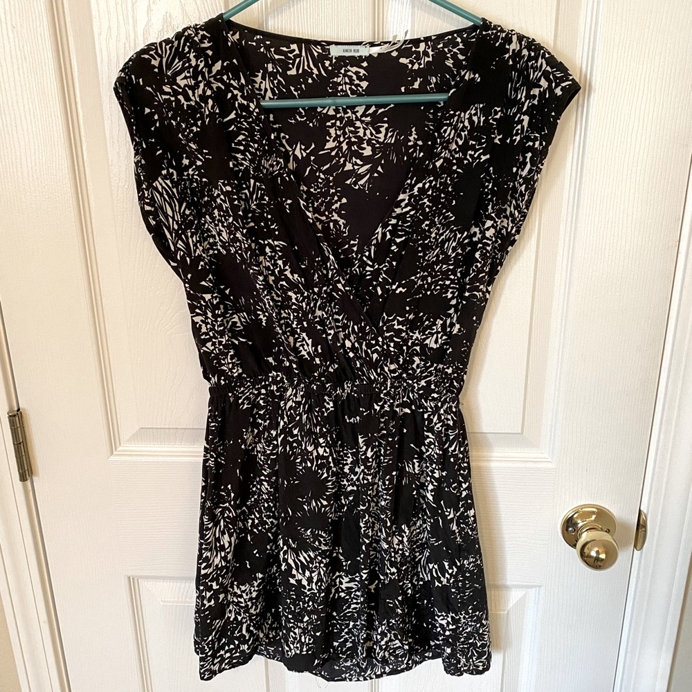 Urban Outfitters Black/White cap sleeve silk dress